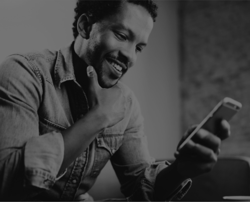 man working on cellphone